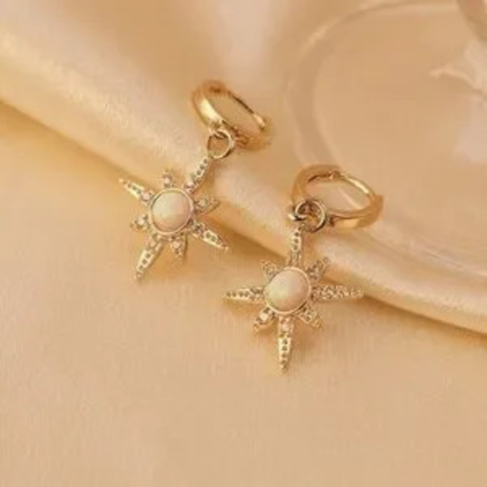 Gold Starburst Drop Earrings